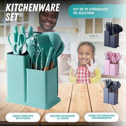 KITCHENWARE SET: Kit de 19 utensilios de silicona