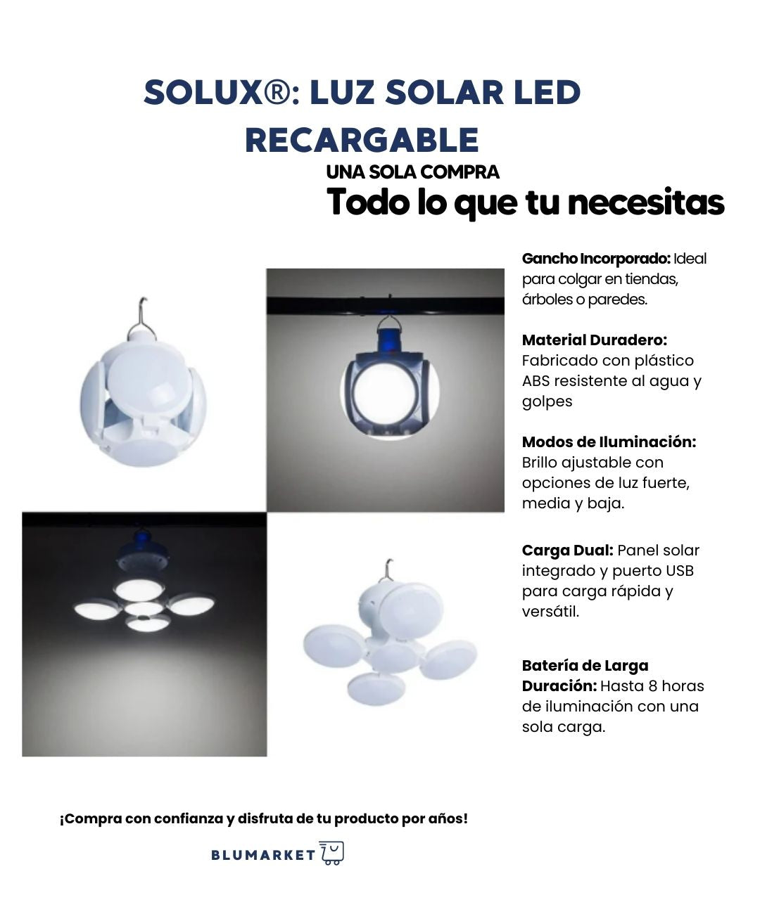 Solux: Luz solar led recargable