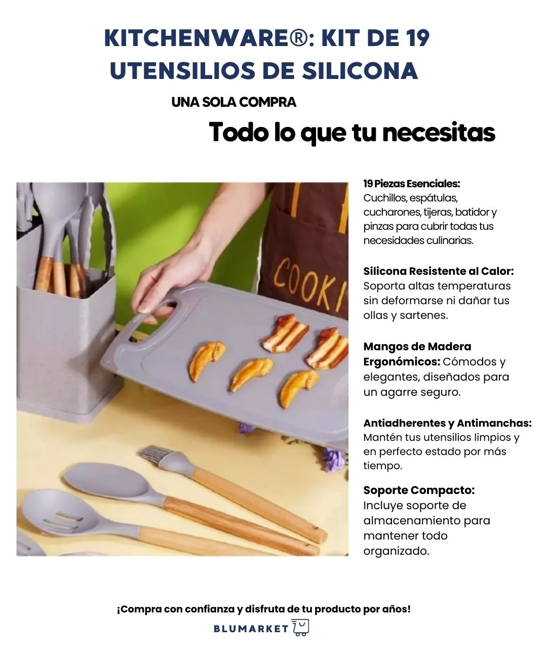 KITCHENWARE SET: Kit de 19 utensilios de silicona